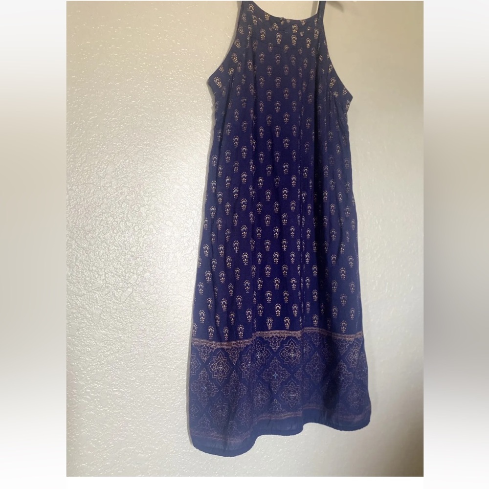 Lapogee Women's Navy  Dress with Gold Print Pattern Women  Size XL